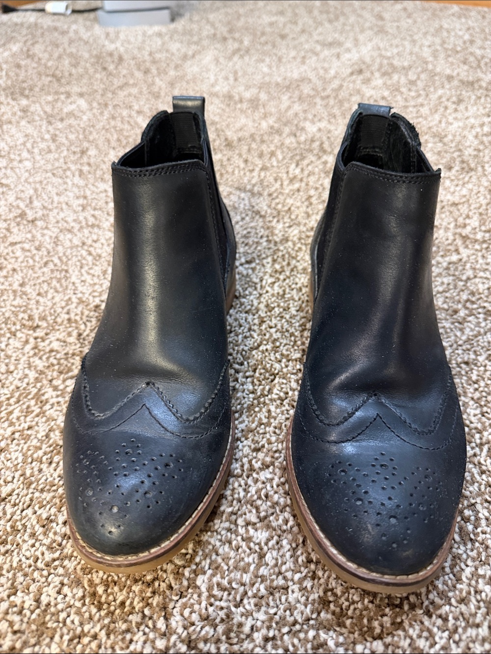 Sperry Women’s Black Leather Wingtip Booties